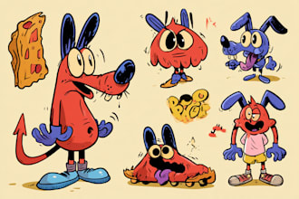 draw simple cute 2d vector cartoon in multiple emotions