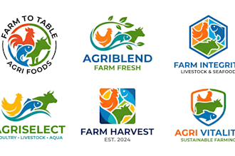 design a fish, hen, and cattle logo