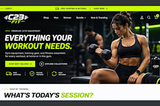 design gym equipment shopify store gym website