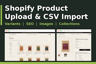 do shopify product upload with variants, SEO and bulk CSV import