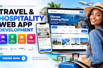 build a web app for travel, tourism, hospitality and hotel services