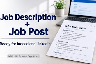 write your job description and job post for indeed and linkedin