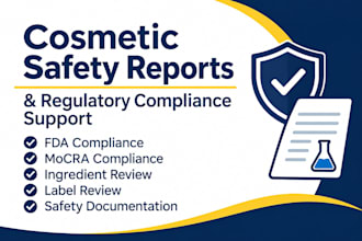 prepare cosmetic safety reports, ingredient reviews, and fda compliance