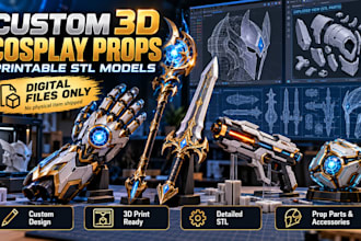 design custom 3d cosplay props and printable stl models