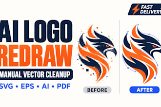 manually redraw and vectorize cleanup your ai generated logo