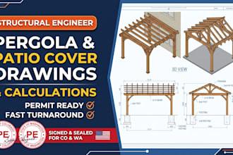 structural engr pergola patio cover drawings calculations signed and seal co wa