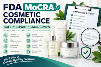 list cosmetics with fda mocra safety compliance and toxicology report
