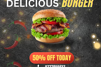 design professional burger and fast food flyers or menus