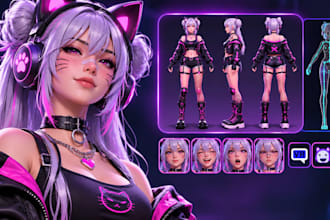create custom vrchat character, vroid, rigging 3d model and 3d vtuber model