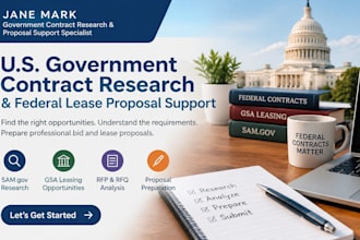 research US government contracts and prepare federal lease proposals