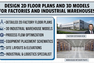 design 2d floor plans and 3d models for factories and industrial warehouses
