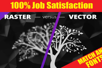 vectorise your low quality image and match your any fonts