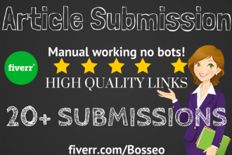 high quality Article directories submissions 20 plus
