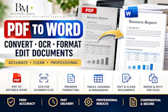 convert PDF to word, ocr scanned documents and format files