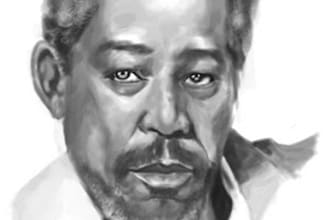 draw a digital black and white portrait