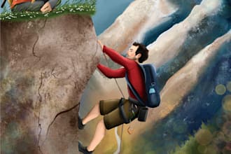 illustrate custom digital characters with unique enviornments one of a kind gift