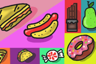 draw a vibrant custom icons of food or whatever