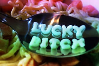 write any message using my instant noodle and take three high res photos for you to use as you please