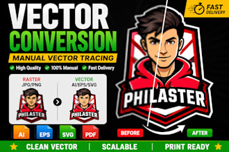 manually convert logo or image into vector ai, eps, svg and PDF