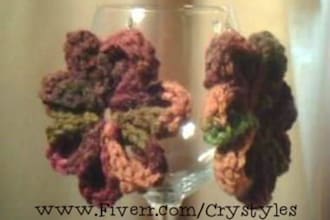 crochet a pair of colorful flower styled earrings