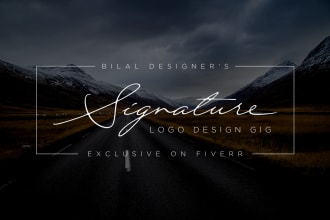 do custom luxury signature and scripted typography style logo design