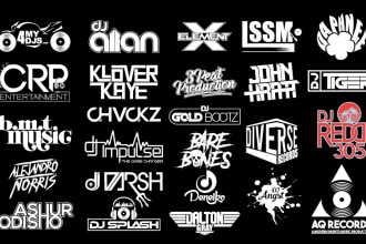 dj, band music typography, edm, record label, rock, rap producer logo
