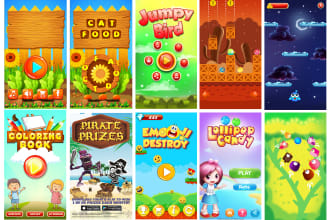 illustrate 2d game UI, assets, objects, props, button design