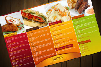 create assorted food menu,flyer,catalogue,brochure
