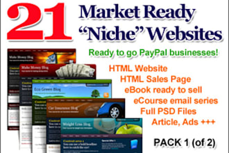 give you 21 Niche Market Ready Websites Pack 1 with Master Reseller Rights