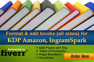 do book formatting for paperback, hardcover, amazon KDP, ingramspark