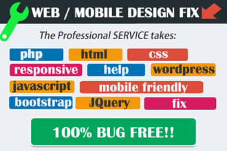 fix mobile design,website issues  quick