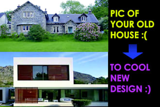 convert old house or building photo to modern look