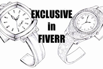 designing a watch in handsketch exclusive for you