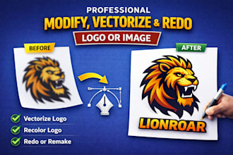 modify, vectorize, recolor, redo, remake logo or image