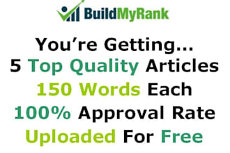 write 5 BuildMyRank posts for you with one hundred percent approval guaranteed