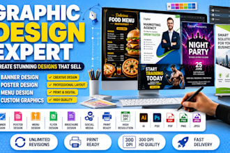 design banner, poster, menu design, graphic design work