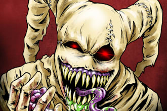 make a horror style illustration, artwork, cover