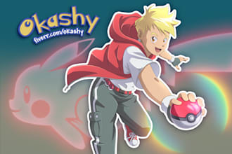 draw you in pokemon anime manga style , pro