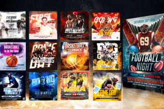 design boxing, basketball, football flyer, sports flyers