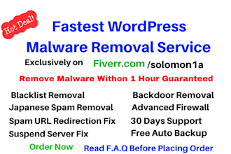 clean wordpress malware removal, recover hacked website in 1 hour