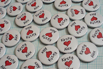 make 10 Valentine buttons for your sweetie