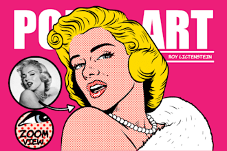draw a retro pop art lichtenstein portrait