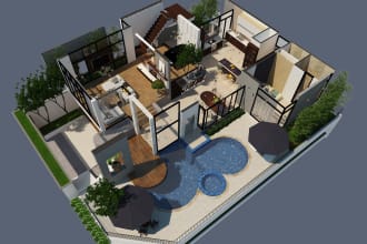 design,render the 2d,3d floorplan architectural interior