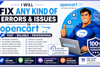 fix any kind of errors and issues to opencart based website