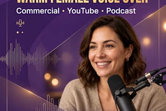 record warm female voice over for commercial and youtube
