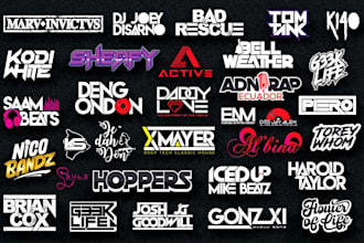 design dj logo for band music producer, text clothing typography and any company