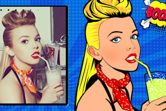 create a bold pop art or comic style portrait from your photo