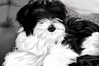 draw your pet image as realistic digital drawing