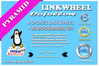 manually Build Pyramid LINKWHEEL with 30 Popular Bookmarks Reinforcement