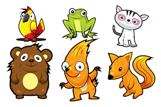 create cute animal vector illustrations, non ai